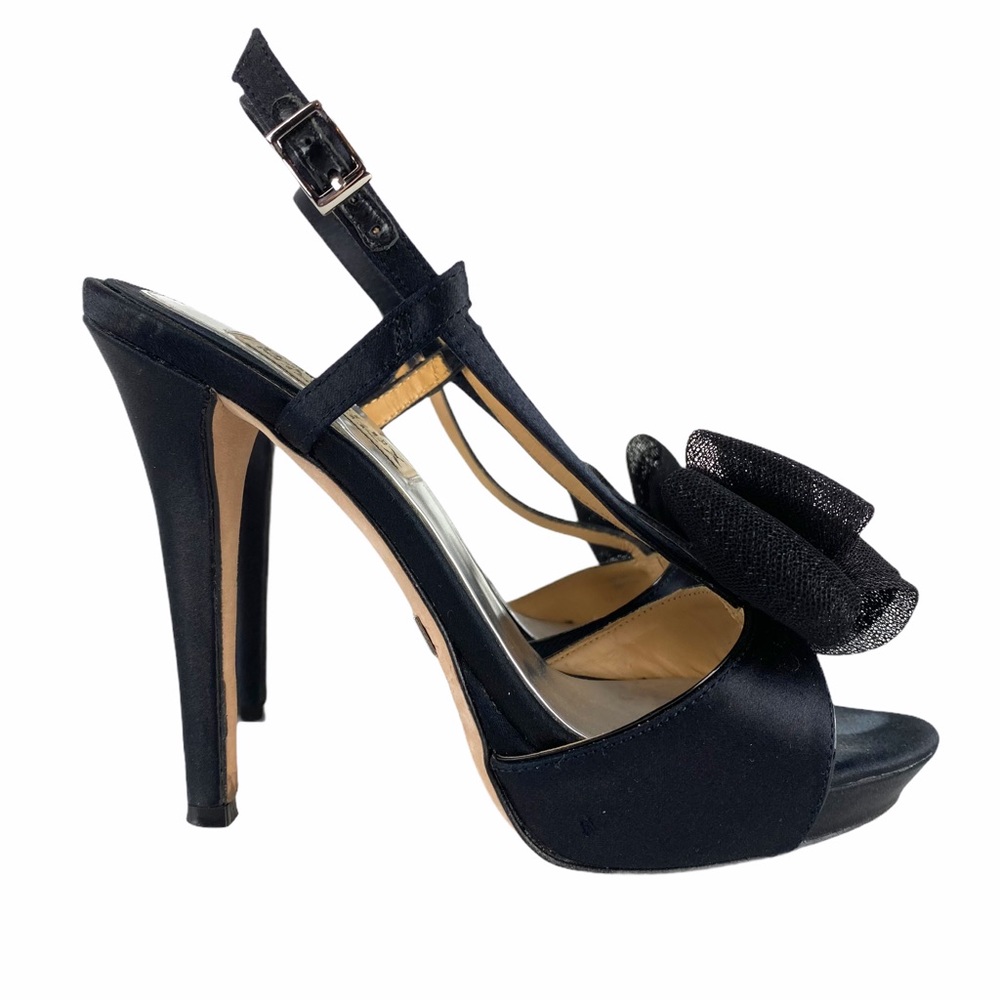 Badgley Mischka Black Heels with Bow - Picture 2 of 9